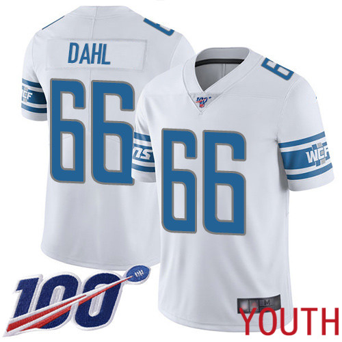 Detroit Lions Limited White Youth Joe Dahl Road Jersey NFL Football #66 100th Season Vapor Untouchable